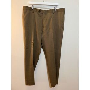 Joseph & Feiss Dress Pants Mens 40 x 27 Brown 100% Wool Flat Front Trousers